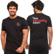 Camiseta Básica Estampa Personalizada Frente E Costas
